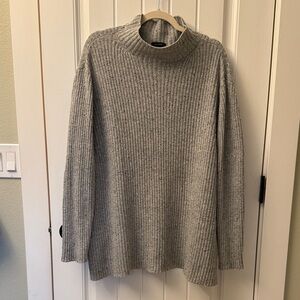 Halogen Ribbed Gray Turtleneck Sweater